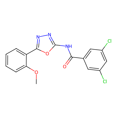 3,5-dichloro-N-[5-(2-methoxyphenyl)-1,3,4-oxadiazol-2-yl]benzamide structure