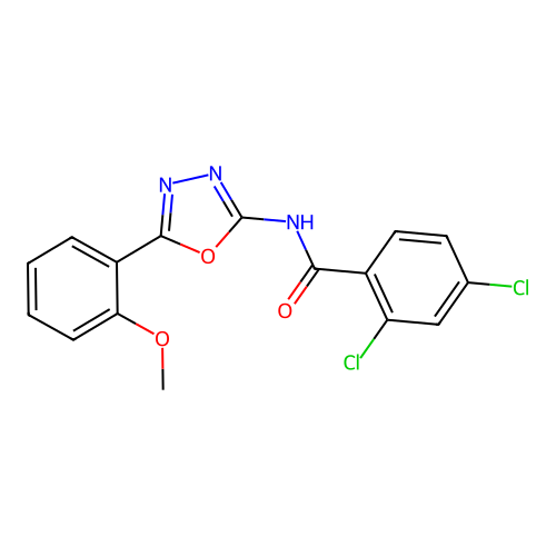 2,4-dichloro-N-[5-(2-methoxyphenyl)-1,3,4-oxadiazol-2-yl]benzamide structure