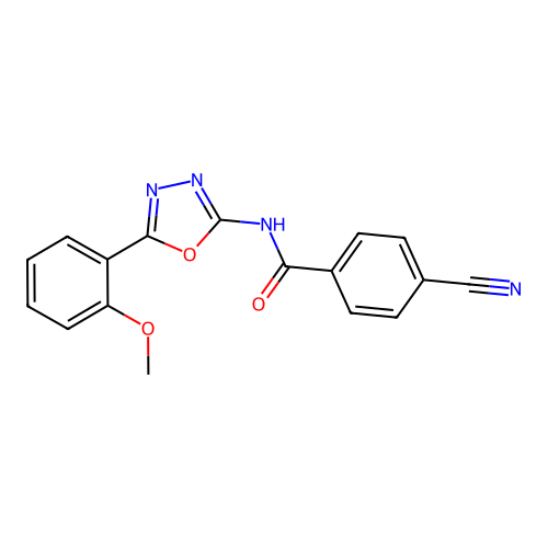 4-cyano-N-[5-(2-methoxyphenyl)-1,3,4-oxadiazol-2-yl]benzamide structure