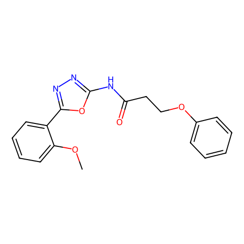 N-[5-(2-methoxyphenyl)-1,3,4-oxadiazol-2-yl]-3-phenoxypropanamide structure