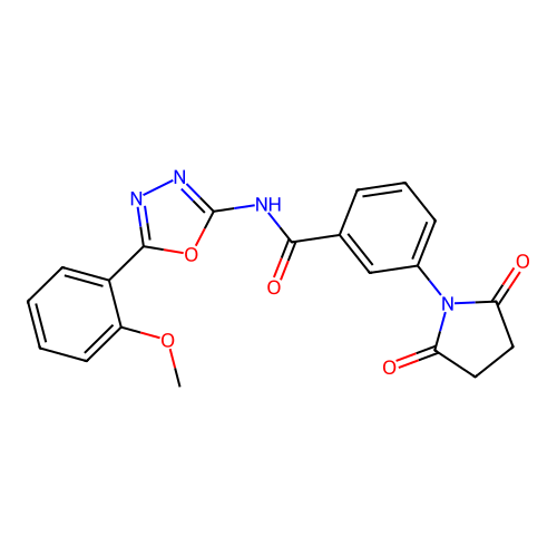 3-(2,5-dioxopyrrolidin-1-yl)-N-[5-(2-methoxyphenyl)-1,3,4-oxadiazol-2-yl]benzamide structure