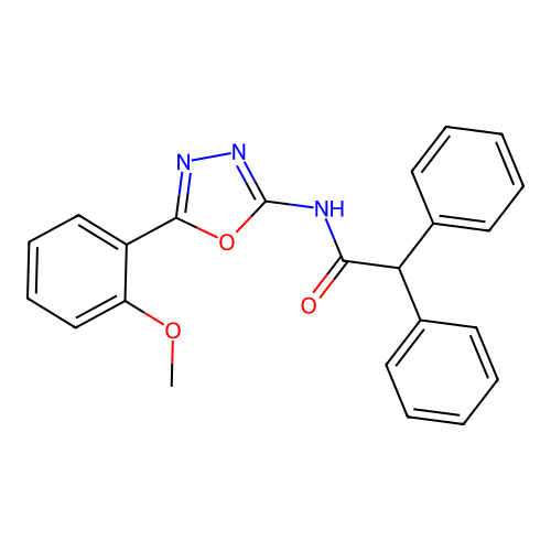 N-[5-(2-methoxyphenyl)-1,3,4-oxadiazol-2-yl]-2,2-diphenylacetamide structure