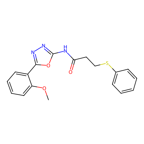 N-[5-(2-methoxyphenyl)-1,3,4-oxadiazol-2-yl]-3-phenylsulfanylpropanamide structure