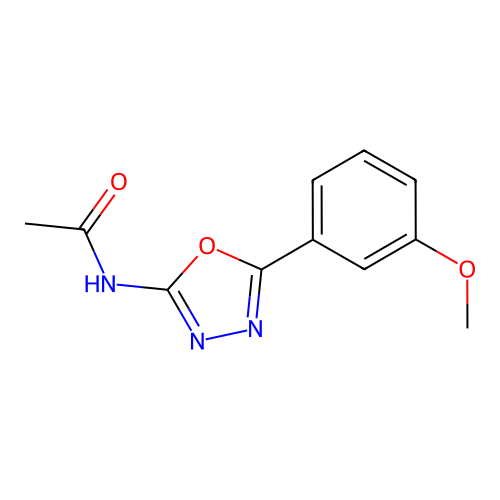 N-[5-(3-methoxyphenyl)-1,3,4-oxadiazol-2-yl]acetamide structure