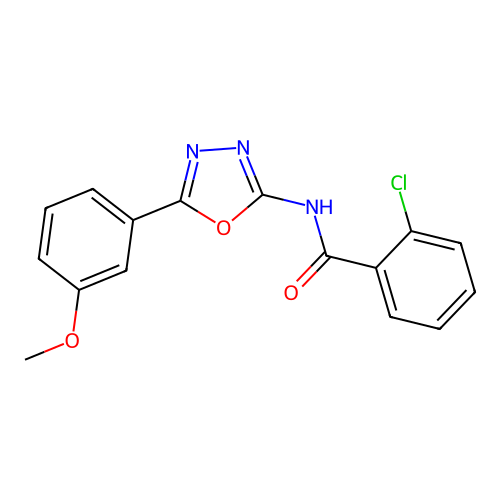 2-chloro-N-[5-(3-methoxyphenyl)-1,3,4-oxadiazol-2-yl]benzamide structure