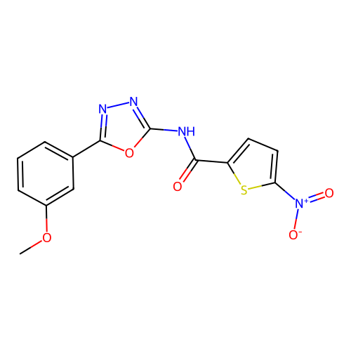 N-[5-(3-methoxyphenyl)-1,3,4-oxadiazol-2-yl]-5-nitrothiophene-2-carboxamide structure