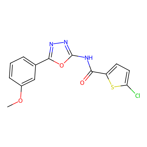 5-chloro-N-[5-(3-methoxyphenyl)-1,3,4-oxadiazol-2-yl]thiophene-2-carboxamide structure