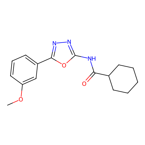 N-[5-(3-methoxyphenyl)-1,3,4-oxadiazol-2-yl]cyclohexanecarboxamide structure
