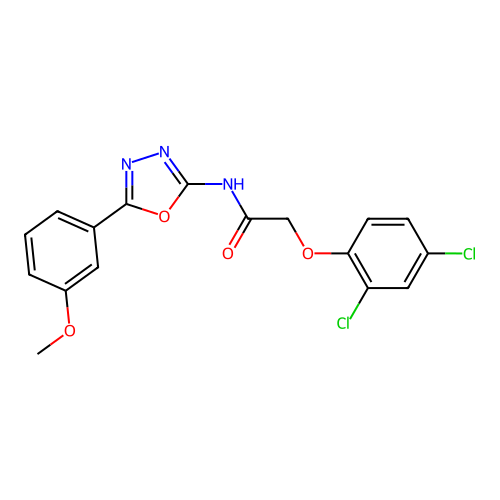 2-(2,4-dichlorophenoxy)-N-[5-(3-methoxyphenyl)-1,3,4-oxadiazol-2-yl]acetamide structure