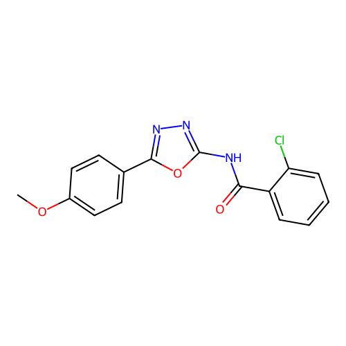 2-chloro-N-[5-(4-methoxyphenyl)-1,3,4-oxadiazol-2-yl]benzamide structure