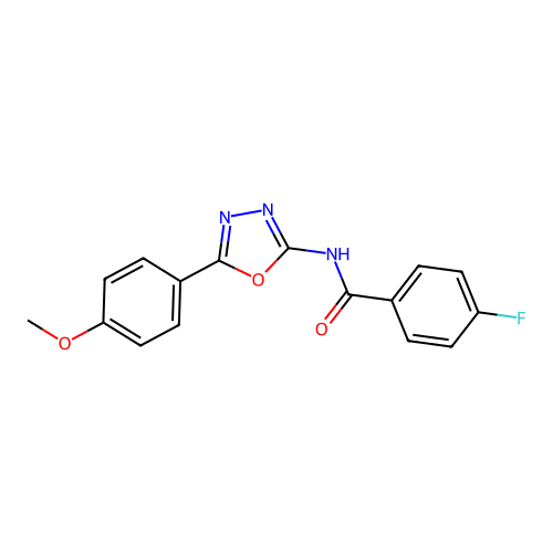 4-fluoro-N-(5-(4-methoxyphenyl)-1,3,4-oxadiazol-2-yl)benzamide structure