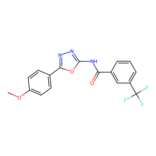 N-[5-(4-methoxyphenyl)-1,3,4-oxadiazol-2-yl]-3-(trifluoromethyl)benzamide structure