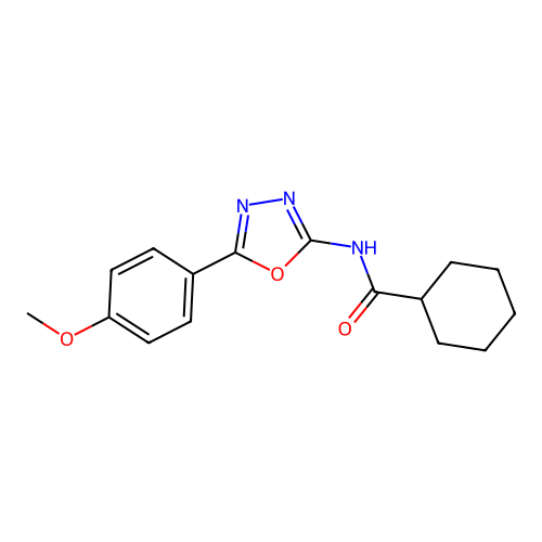 N-[5-(4-methoxyphenyl)-1,3,4-oxadiazol-2-yl]cyclohexanecarboxamide structure