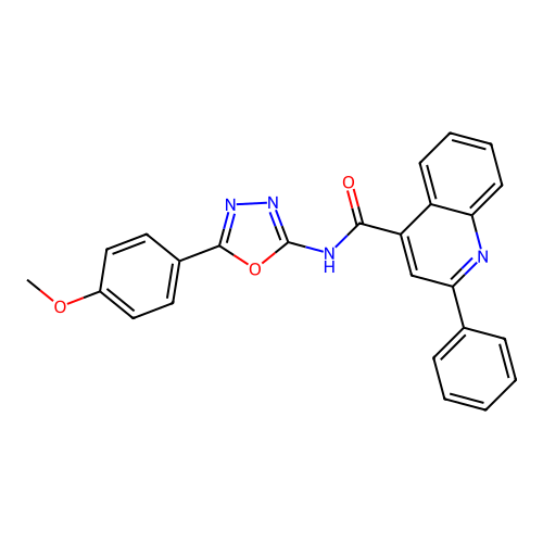 N-[5-(4-methoxyphenyl)-1,3,4-oxadiazol-2-yl]-2-phenylquinoline-4-carboxamide structure