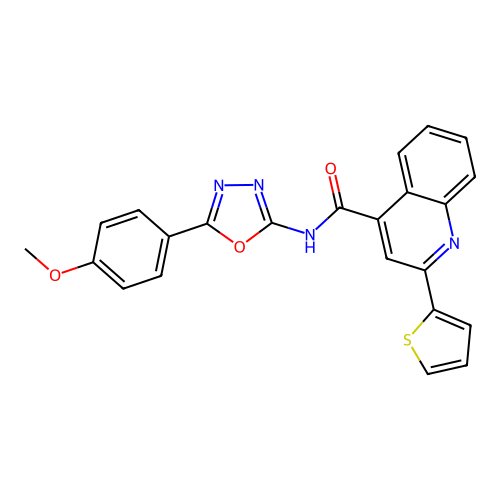 N-[5-(4-methoxyphenyl)-1,3,4-oxadiazol-2-yl]-2-(thiophen-2-yl)quinoline-4-carboxamide structure