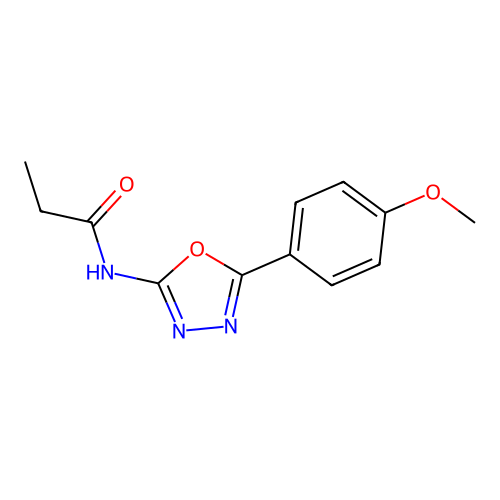 N-[5-(4-methoxyphenyl)-1,3,4-oxadiazol-2-yl]propanamide structure