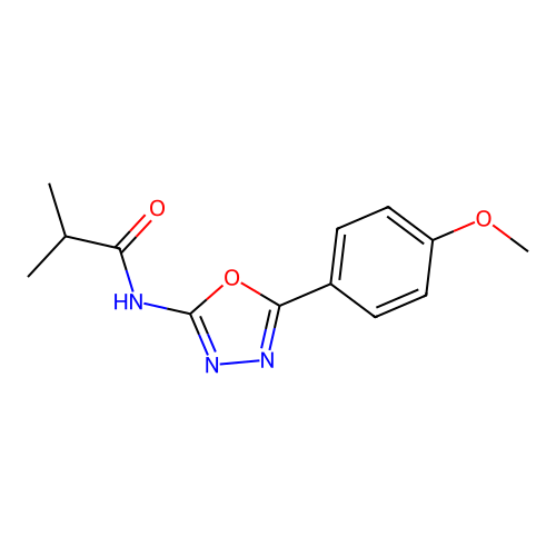 N-[5-(4-methoxyphenyl)-1,3,4-oxadiazol-2-yl]-2-methylpropanamide structure