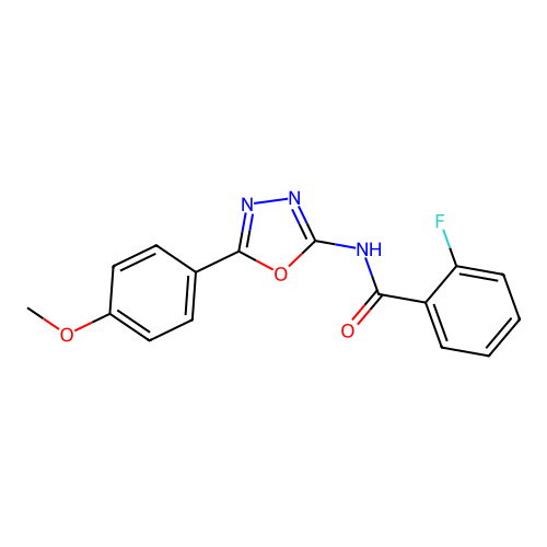 2-fluoro-N-[5-(4-methoxyphenyl)-1,3,4-oxadiazol-2-yl]benzamide structure
