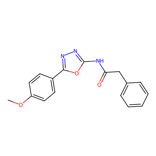 N-[5-(4-methoxyphenyl)-1,3,4-oxadiazol-2-yl]-2-phenylacetamide structure