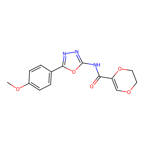 N-[5-(4-methoxyphenyl)-1,3,4-oxadiazol-2-yl]-2,3-dihydro-1,4-dioxine-5-carboxamide structure