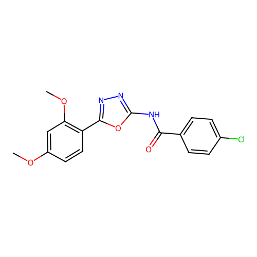4-chloro-N-[5-(2,4-dimethoxyphenyl)-1,3,4-oxadiazol-2-yl]benzamide structure