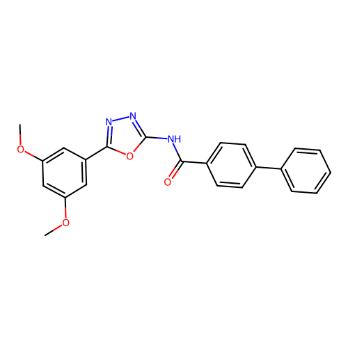 N-[5-(3,5-dimethoxyphenyl)-1,3,4-oxadiazol-2-yl]-4-phenylbenzamide structure