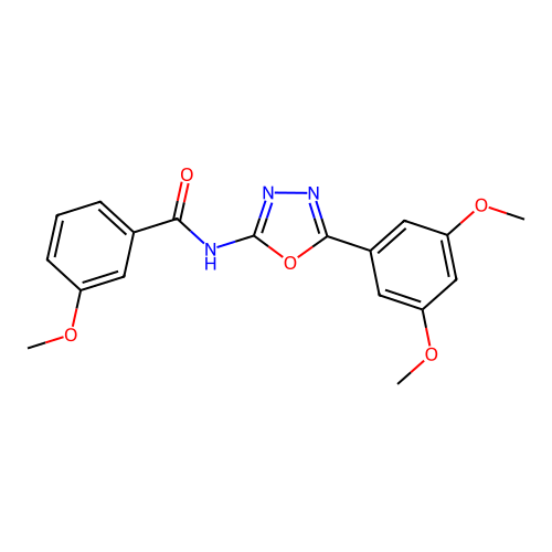 N-[5-(3,5-dimethoxyphenyl)-1,3,4-oxadiazol-2-yl]-3-methoxybenzamide structure