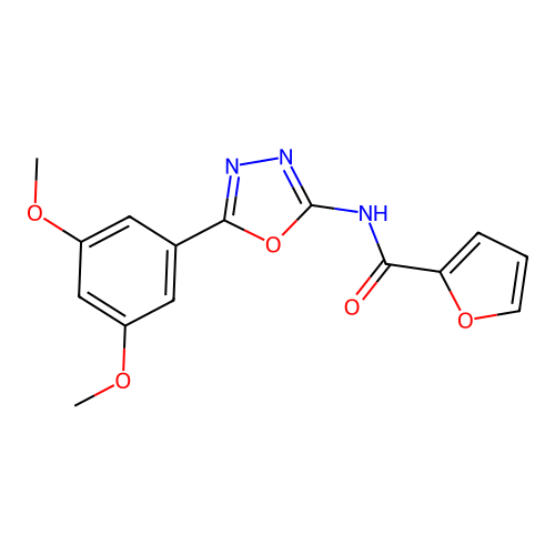 N-[5-(3,5-dimethoxyphenyl)-1,3,4-oxadiazol-2-yl]furan-2-carboxamide structure