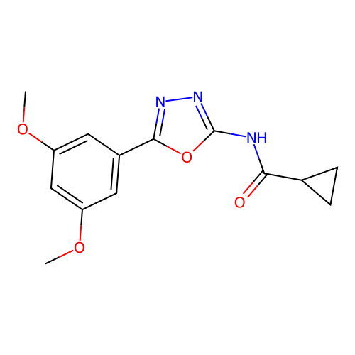 N-[5-(3,5-dimethoxyphenyl)-1,3,4-oxadiazol-2-yl]cyclopropanecarboxamide structure