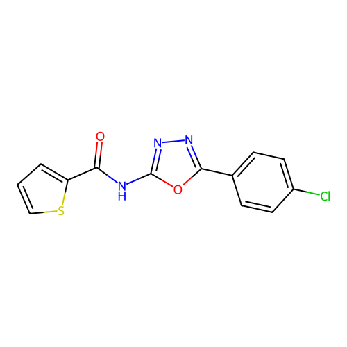 N-[5-(4-chlorophenyl)-1,3,4-oxadiazol-2-yl]thiophene-2-carboxamide structure