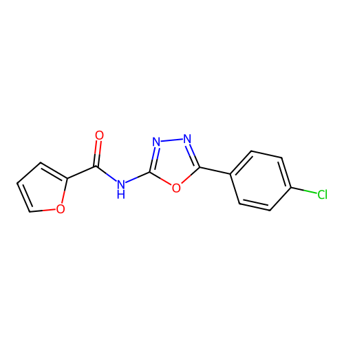 N-[5-(4-chlorophenyl)-1,3,4-oxadiazol-2-yl]furan-2-carboxamide structure