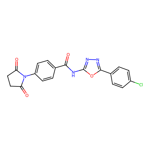 N-[5-(4-chlorophenyl)-1,3,4-oxadiazol-2-yl]-4-(2,5-dioxopyrrolidin-1-yl)benzamide structure