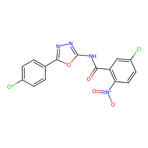 5-chloro-N-[5-(4-chlorophenyl)-1,3,4-oxadiazol-2-yl]-2-nitrobenzamide structure