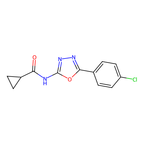 N-[5-(4-chlorophenyl)-1,3,4-oxadiazol-2-yl]cyclopropanecarboxamide structure