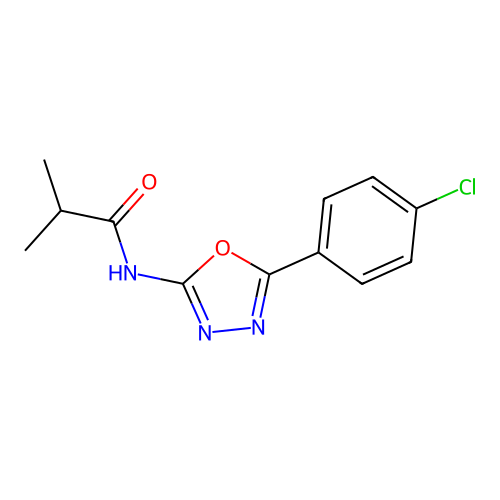 N-[5-(4-chlorophenyl)-1,3,4-oxadiazol-2-yl]-2-methylpropanamide structure