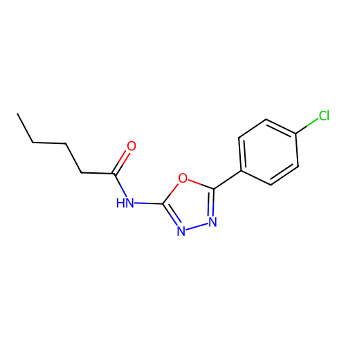 N-[5-(4-chlorophenyl)-1,3,4-oxadiazol-2-yl]pentanamide structure