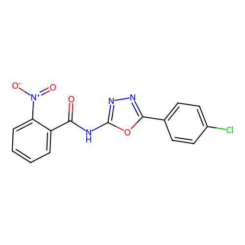 N-[5-(4-chlorophenyl)-1,3,4-oxadiazol-2-yl]-2-nitrobenzamide structure
