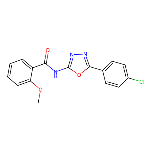 N-[5-(4-chlorophenyl)-1,3,4-oxadiazol-2-yl]-2-methoxybenzamide structure