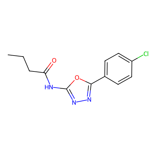 N-[5-(4-chlorophenyl)-1,3,4-oxadiazol-2-yl]butanamide structure