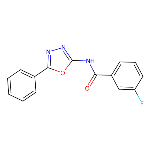 3-fluoro-N-(5-phenyl-1,3,4-oxadiazol-2-yl)benzamide structure