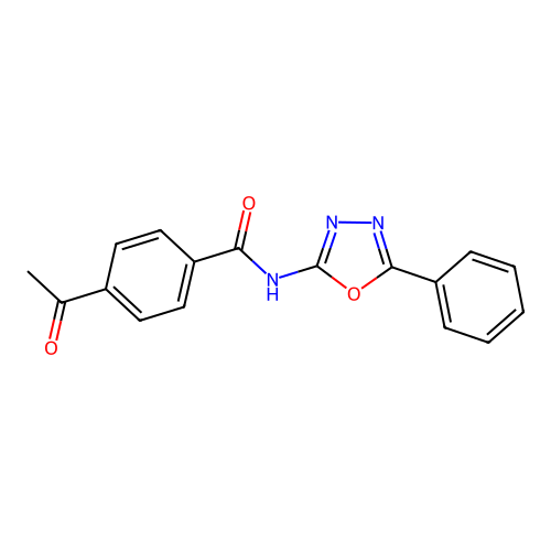 4-acetyl-N-(5-phenyl-1,3,4-oxadiazol-2-yl)benzamide structure