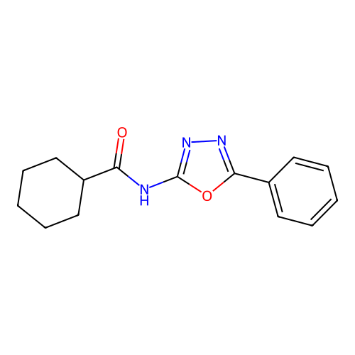 N-(5-phenyl-1,3,4-oxadiazol-2-yl)cyclohexanecarboxamide structure