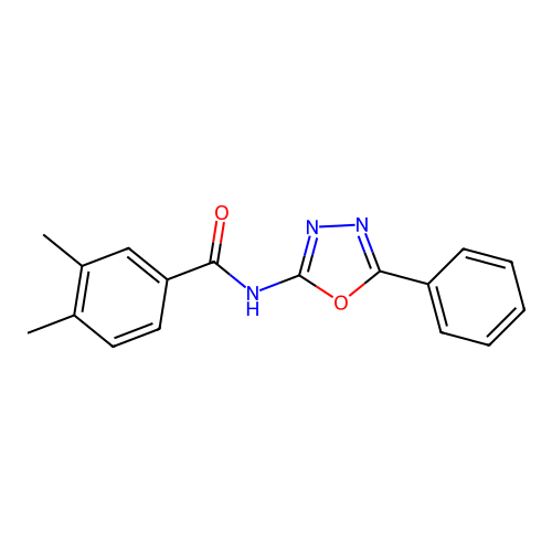 3,4-dimethyl-N-(5-phenyl-1,3,4-oxadiazol-2-yl)benzamide structure