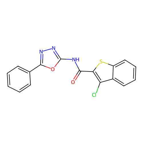 3-chloro-N-(5-phenyl-1,3,4-oxadiazol-2-yl)-1-benzothiophene-2-carboxamide structure
