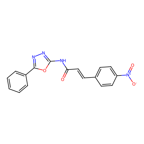 (2Z)-3-(4-nitrophenyl)-N-(5-phenyl-1,3,4-oxadiazol-2-yl)prop-2-enamide structure
