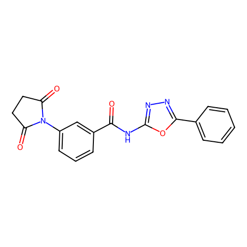 3-(2,5-dioxopyrrolidin-1-yl)-N-(5-phenyl-1,3,4-oxadiazol-2-yl)benzamide structure