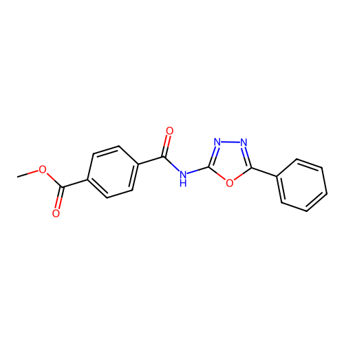 Methyl 4-[(5-phenyl-1,3,4-oxadiazol-2-yl)carbamoyl]benzoate structure