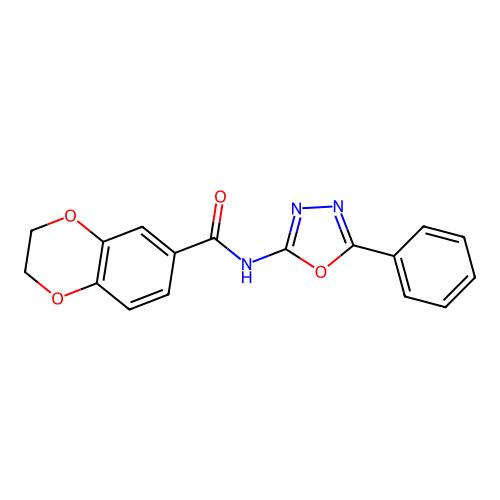 N-(5-phenyl-1,3,4-oxadiazol-2-yl)-2,3-dihydro-1,4-benzodioxine-6-carboxamide structure