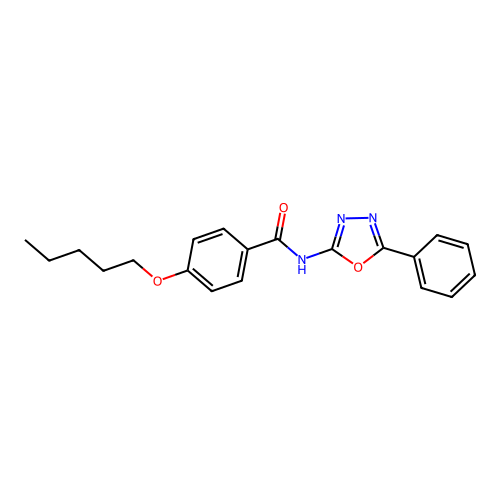 4-(pentyloxy)-N-(5-phenyl-1,3,4-oxadiazol-2-yl)benzamide structure