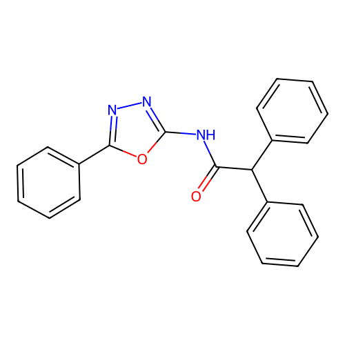 2,2-diphenyl-N-(5-phenyl-1,3,4-oxadiazol-2-yl)acetamide structure
